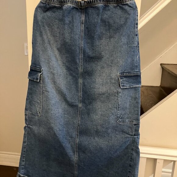 RE Generation jeans Blue Denim Maxi Skirt with Pockets Sz. XL NWT - Picture 4 of 13